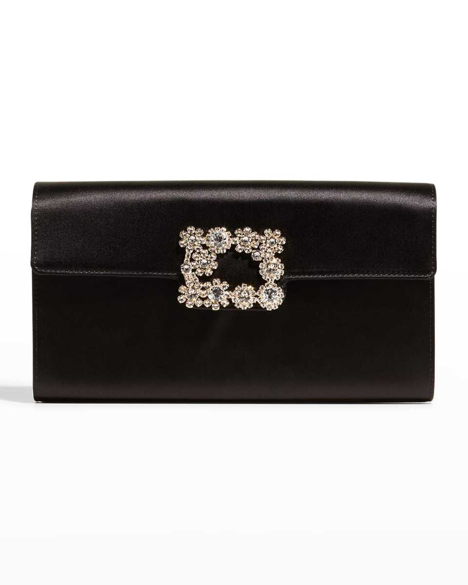 Crystal Buckle Satin Clutch Bag